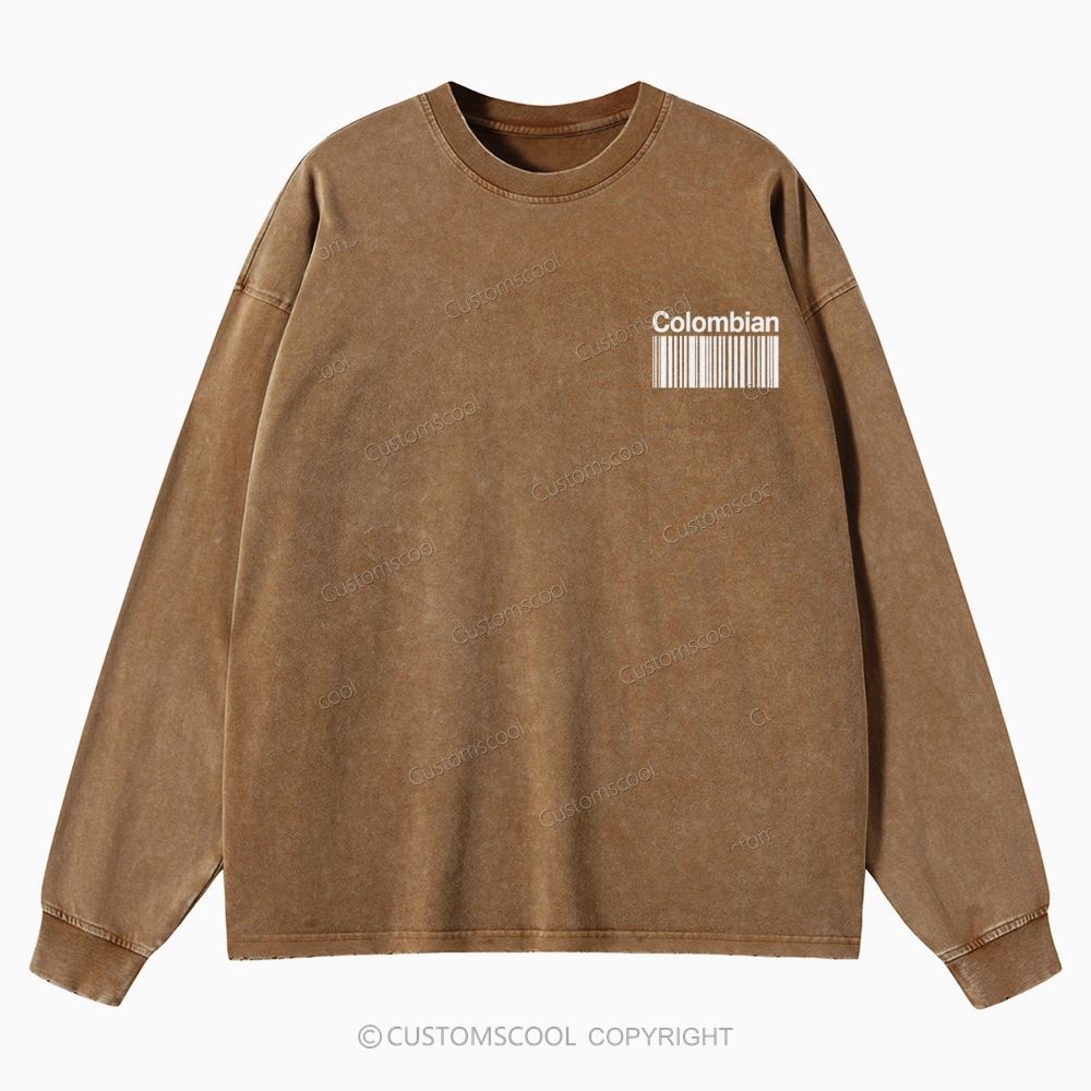 Colombian Unisex Crewneck Washed Sweatshirt Customscool