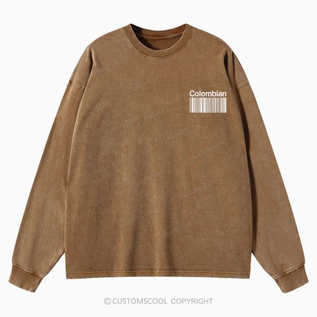 Colombian Unisex Crewneck Washed Sweatshirt Customscool