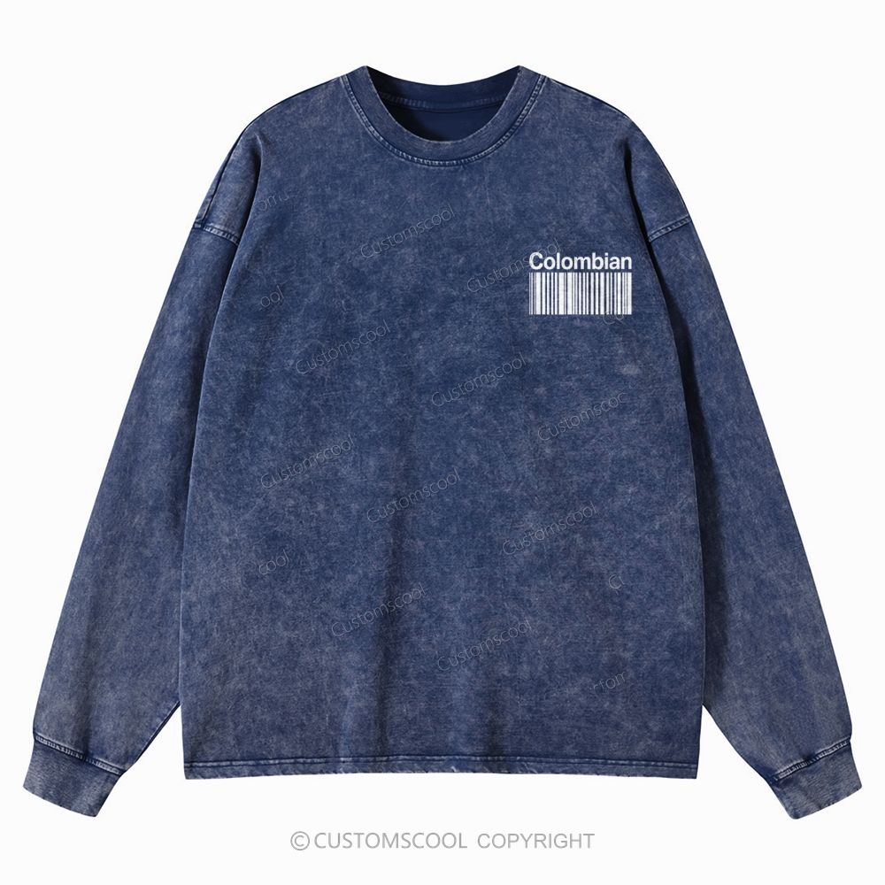 Colombian Unisex Crewneck Washed Sweatshirt Customscool