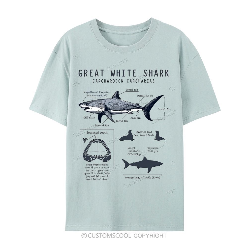 Great White Shark Unisex Cotton T-Shirt Customscool