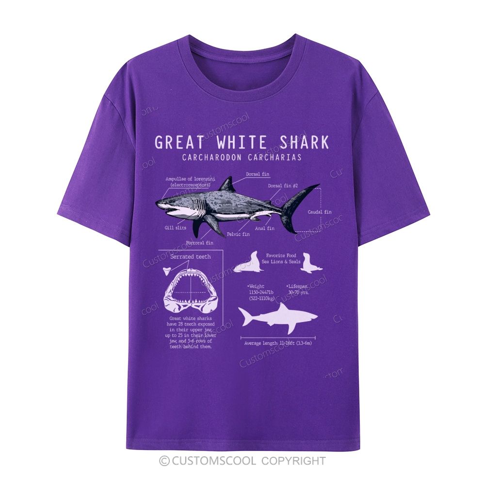 Great White Shark Unisex Cotton T-Shirt Customscool