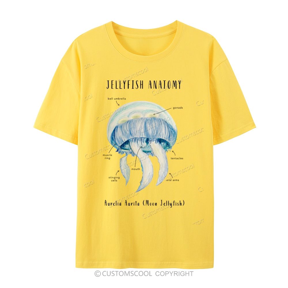 Jellyfish Anatomy Prints Casual Short Sleeve T-Shirt Customscool
