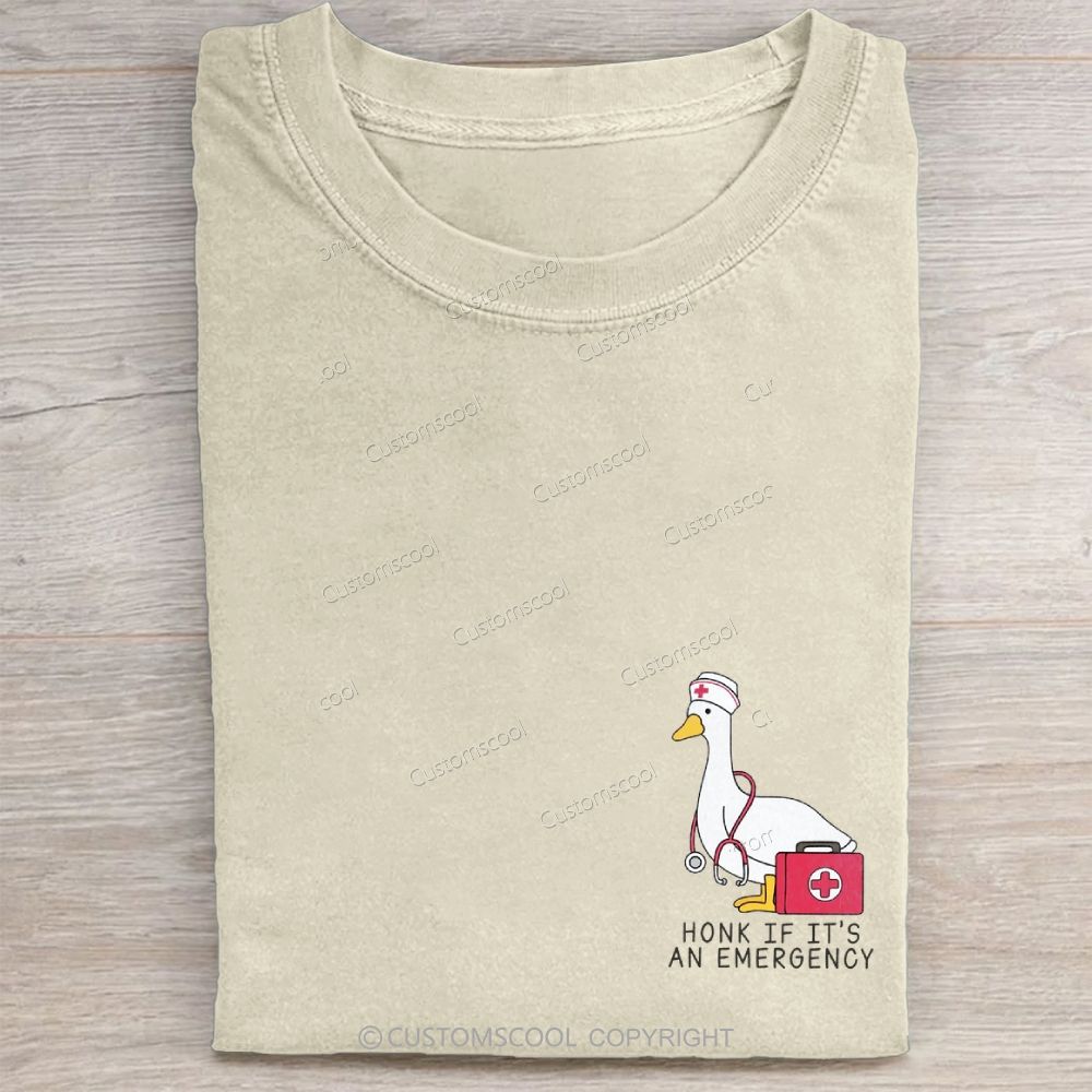 Honk if It's An Emergency, ER Nurse Unisex Vintage Washed Tee