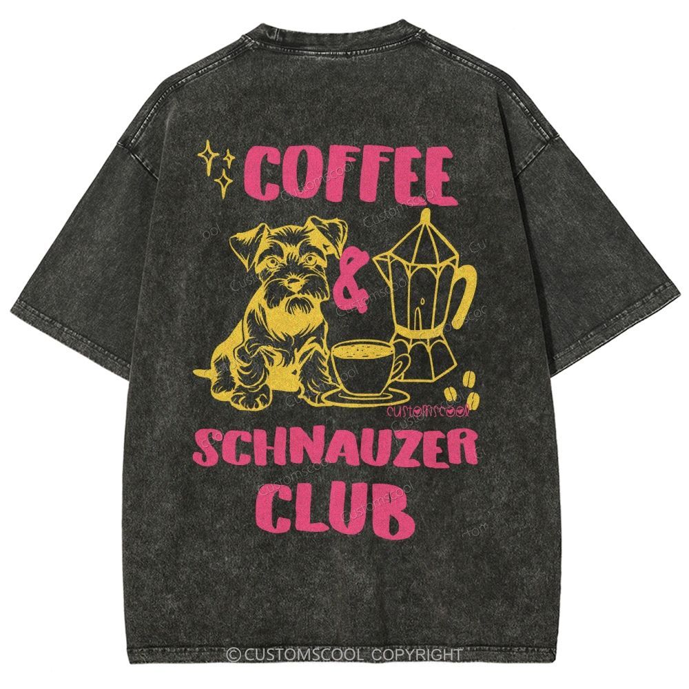 Coffee Schnauzer Club Unisex Fit Washed T-Shirt