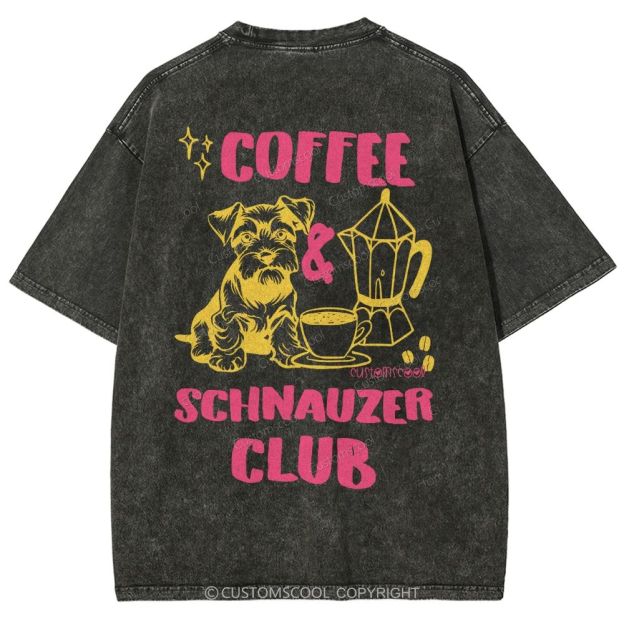Coffee Schnauzer Club Unisex Fit Washed T-Shirt