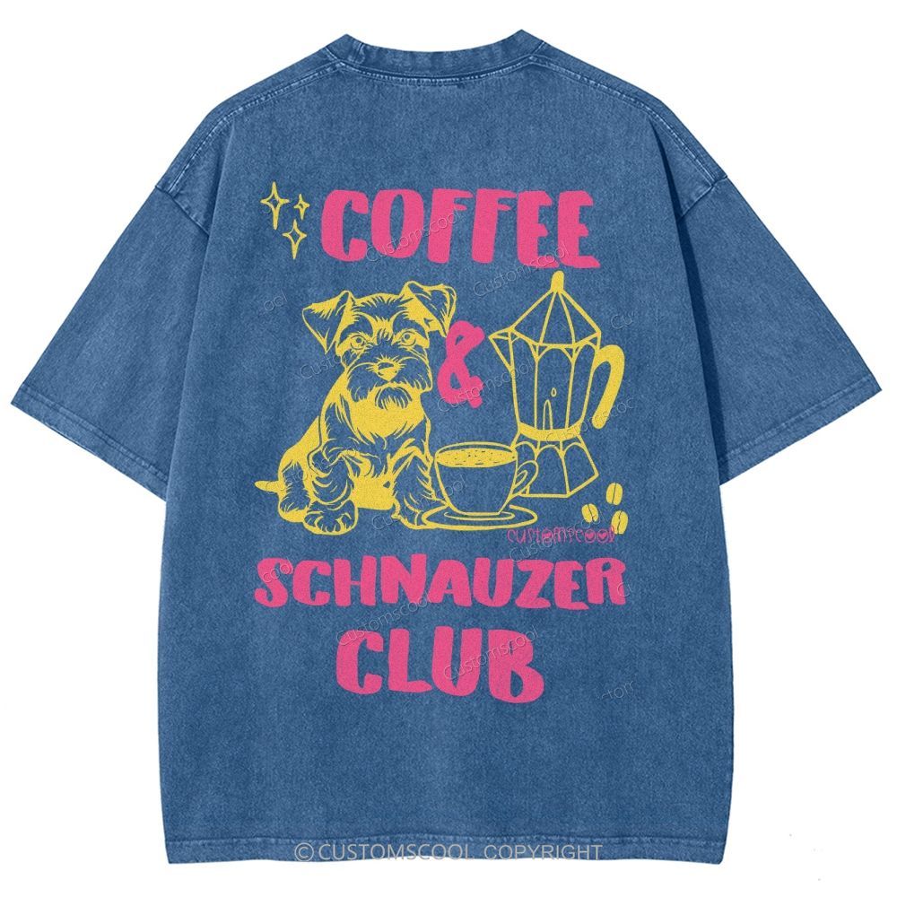Coffee Schnauzer Club Unisex Fit Washed T-Shirt