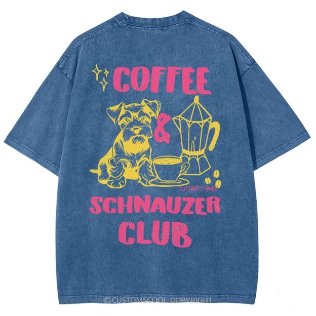Coffee Schnauzer Club Unisex Fit Washed T-Shirt