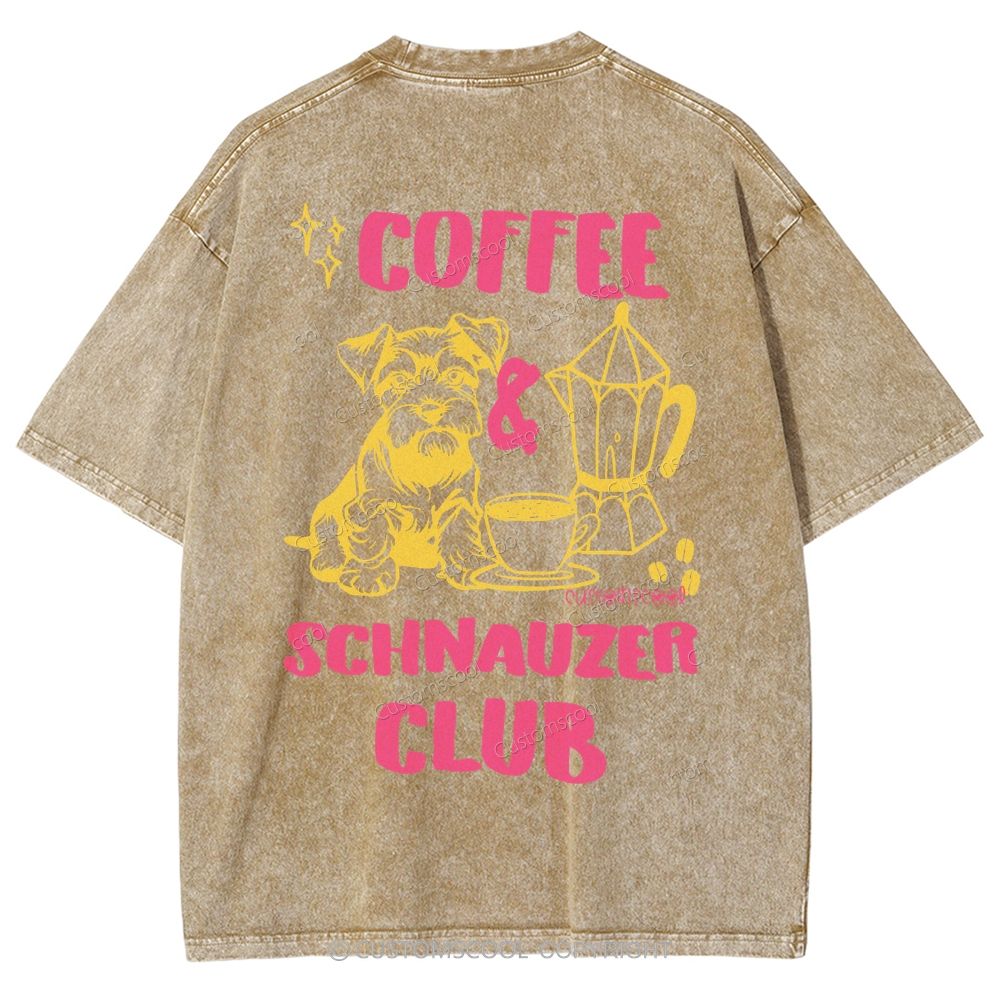 Coffee Schnauzer Club Unisex Fit Washed T-Shirt