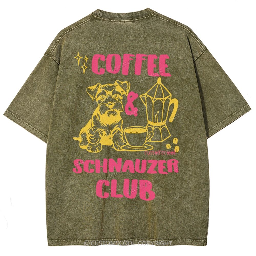 Coffee Schnauzer Club Unisex Fit Washed T-Shirt