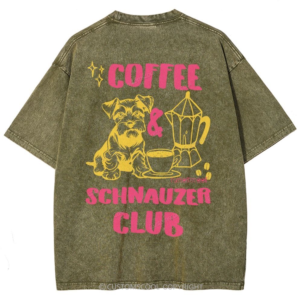 Coffee Schnauzer Club Unisex Fit Washed T-Shirt