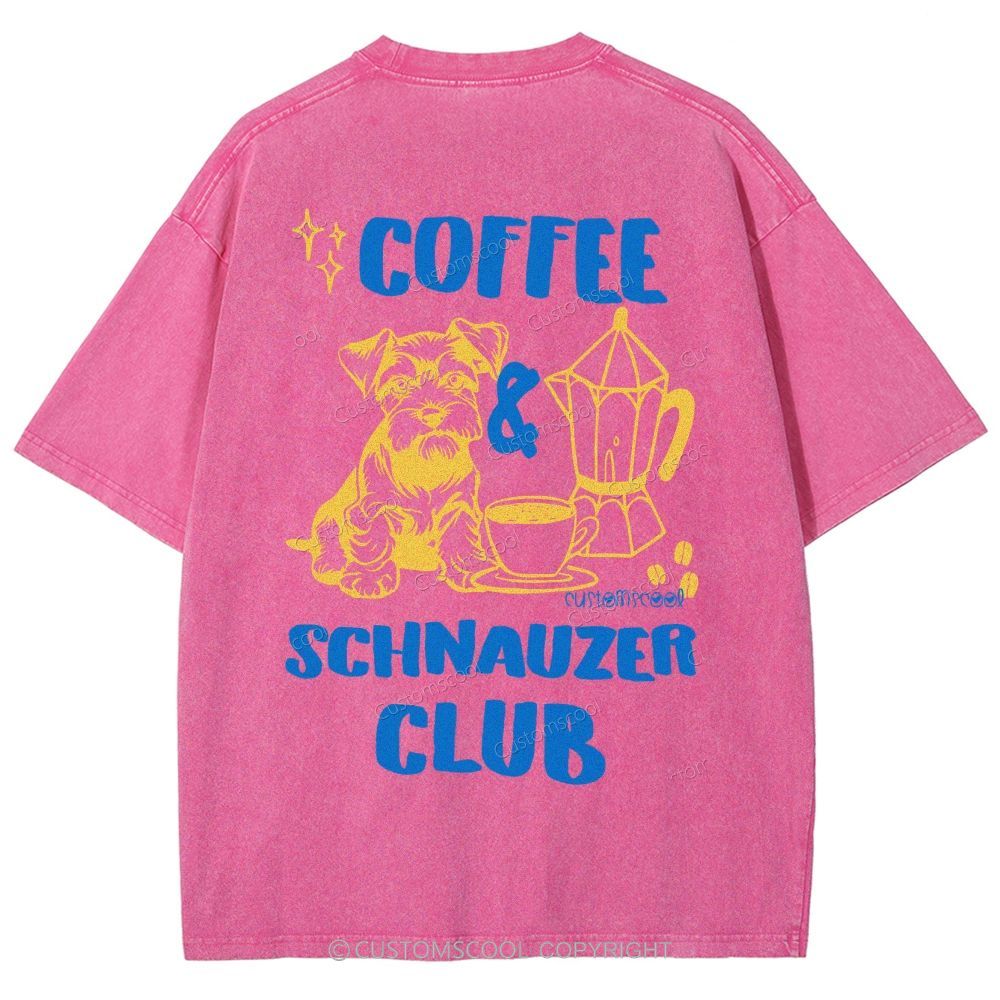 Coffee Schnauzer Club Unisex Fit Washed T-Shirt