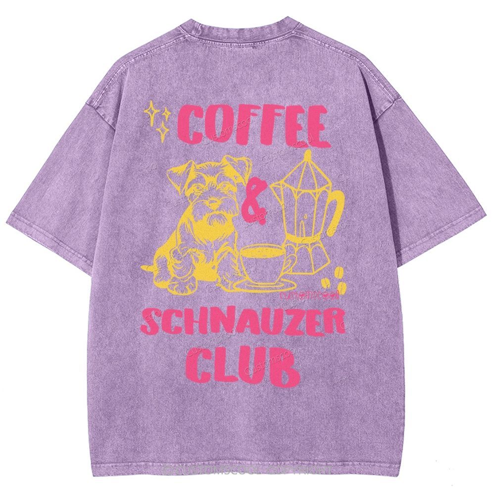 Coffee Schnauzer Club Unisex Fit Washed T-Shirt