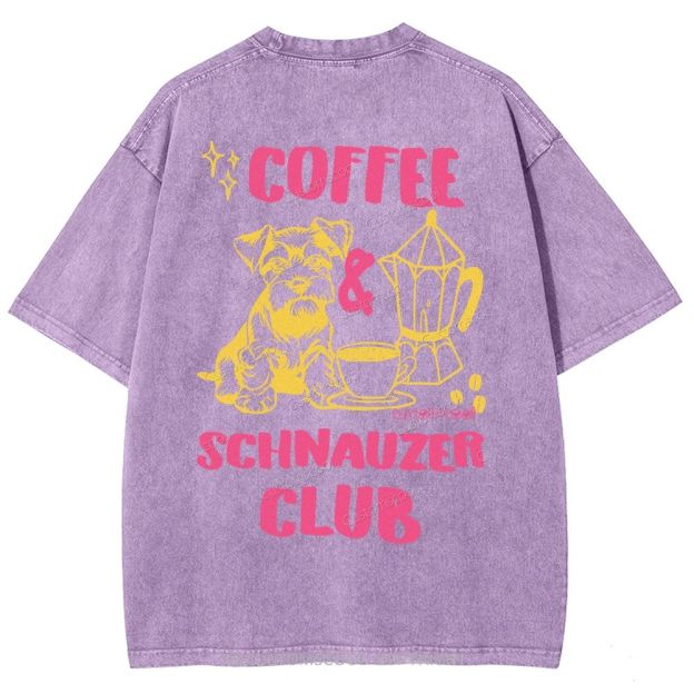 Coffee Schnauzer Club Unisex Fit Washed T-Shirt