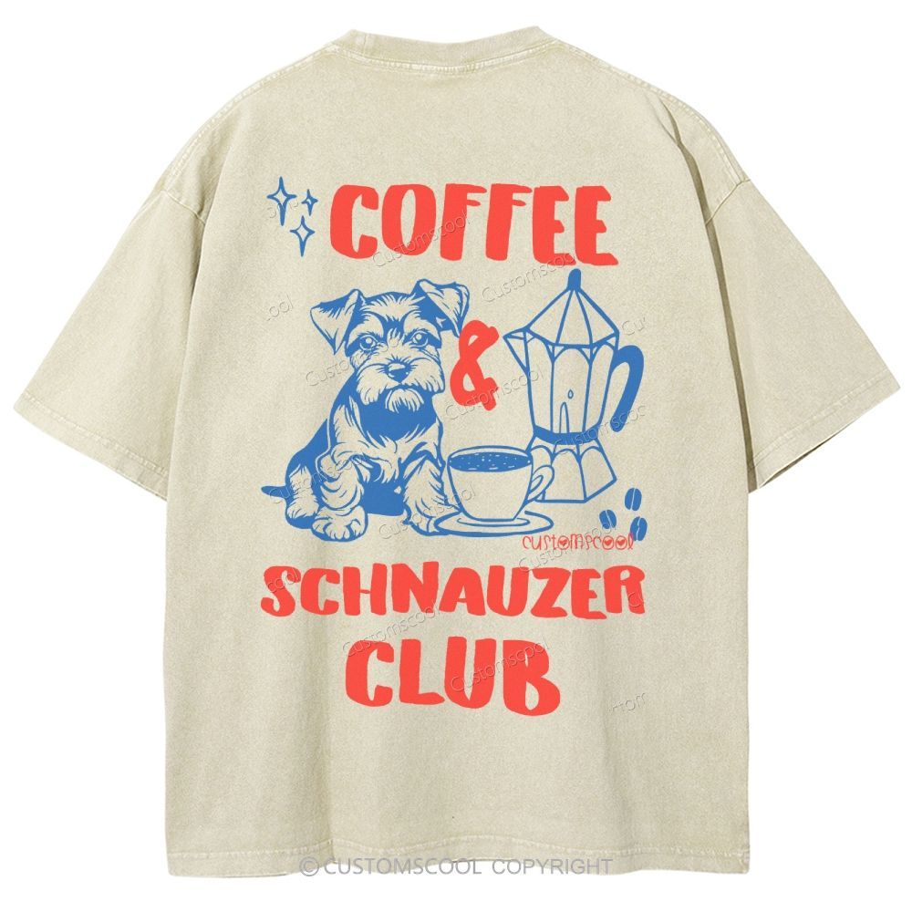 Coffee Schnauzer Club Unisex Fit Washed T-Shirt
