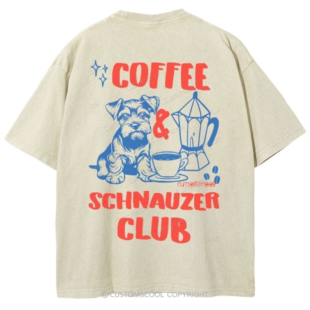 Coffee Schnauzer Club Unisex Fit Washed T-Shirt