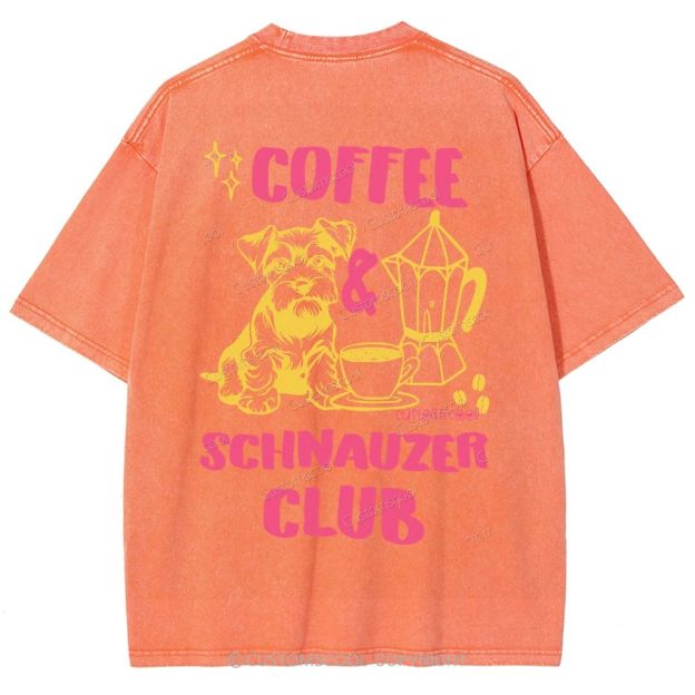 Coffee Schnauzer Club Unisex Fit Washed T-Shirt