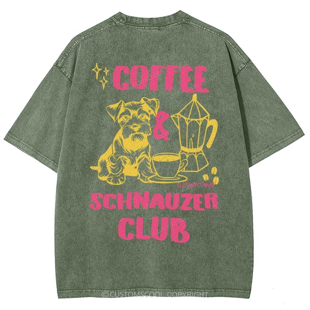 Coffee Schnauzer Club Unisex Fit Washed T-Shirt