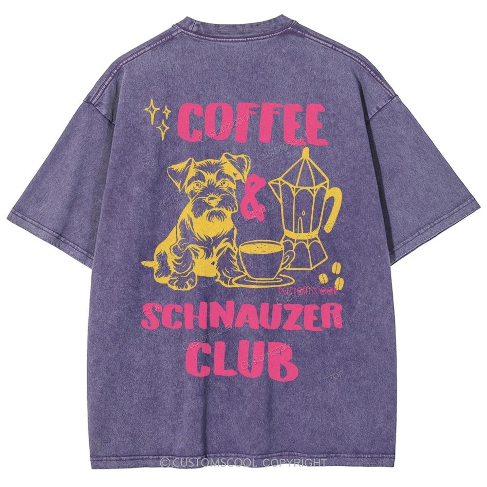 Coffee Schnauzer Club Unisex Fit Washed T-Shirt