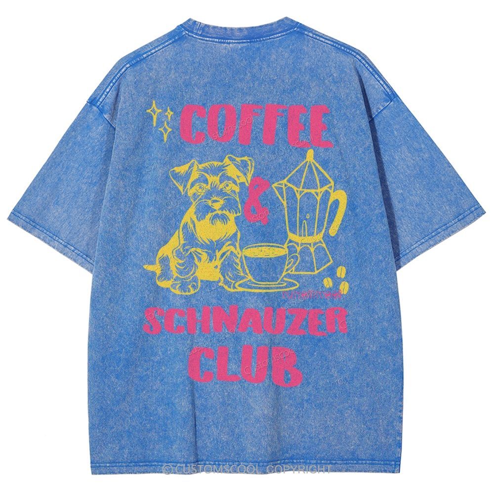 Coffee Schnauzer Club Unisex Fit Washed T-Shirt
