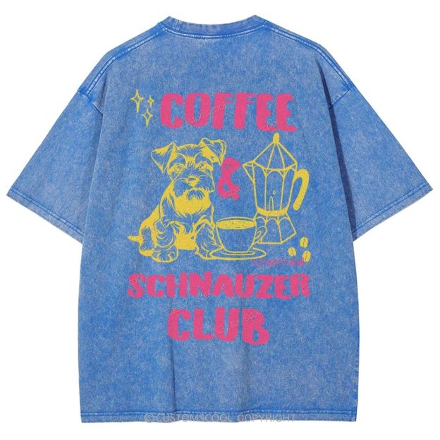Coffee Schnauzer Club Unisex Fit Washed T-Shirt