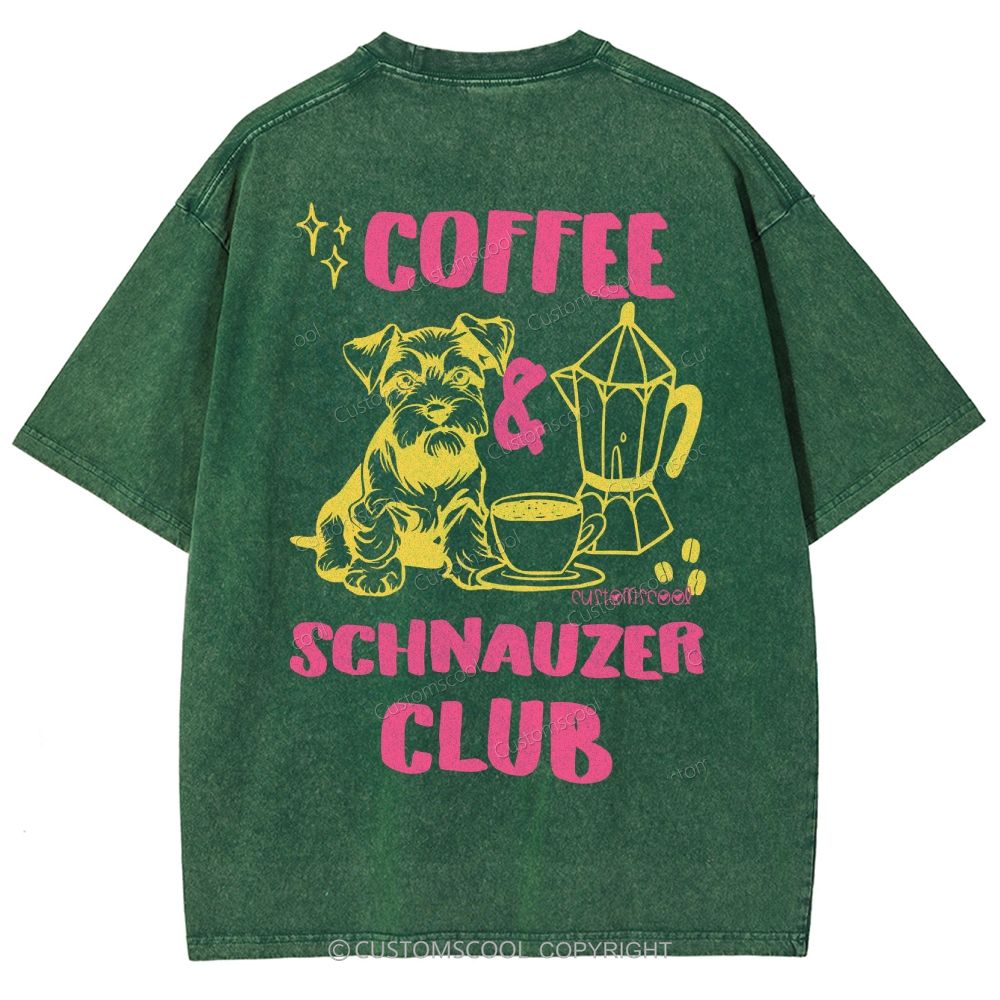 Coffee Schnauzer Club Unisex Fit Washed T-Shirt