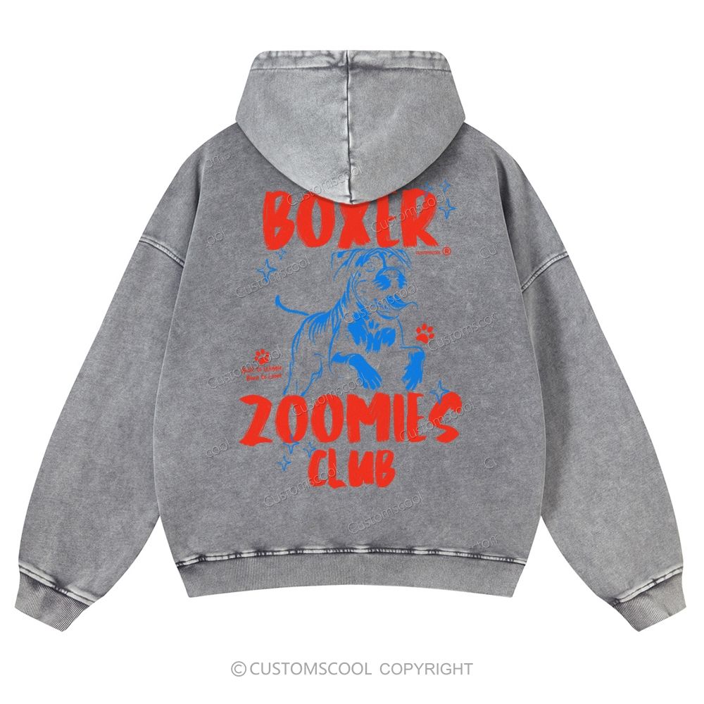 Boxer Zoomies Club Casual Washed Hoodie