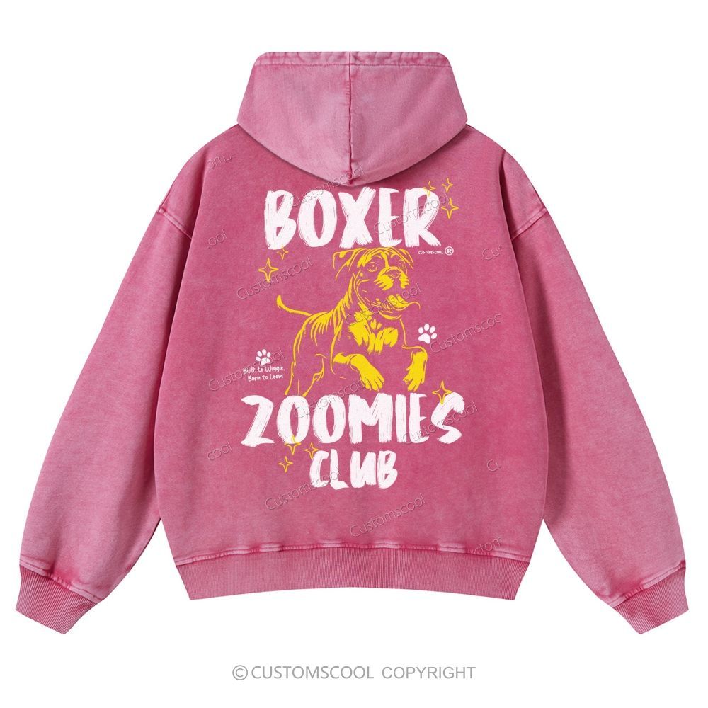 Boxer Zoomies Club Casual Washed Hoodie