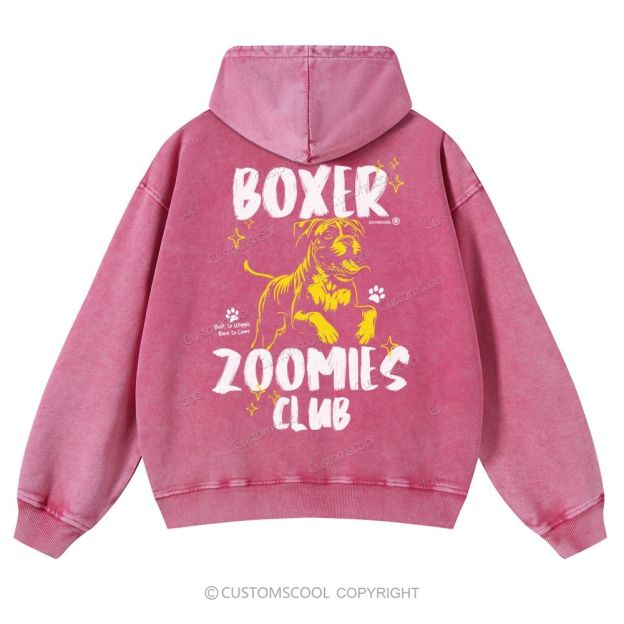 Boxer Zoomies Club Casual Washed Hoodie