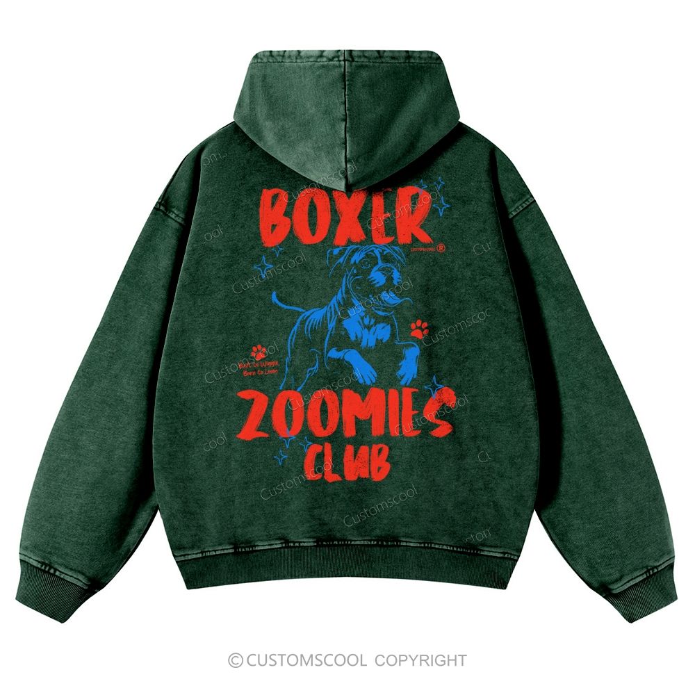 Boxer Zoomies Club Casual Washed Hoodie
