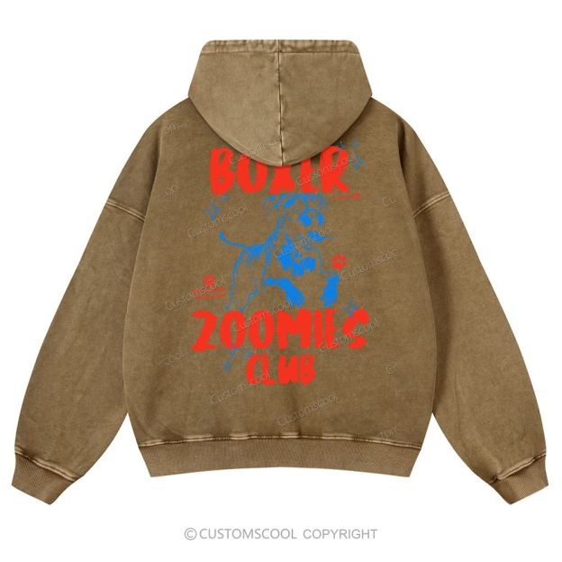 Boxer Zoomies Club Casual Washed Hoodie