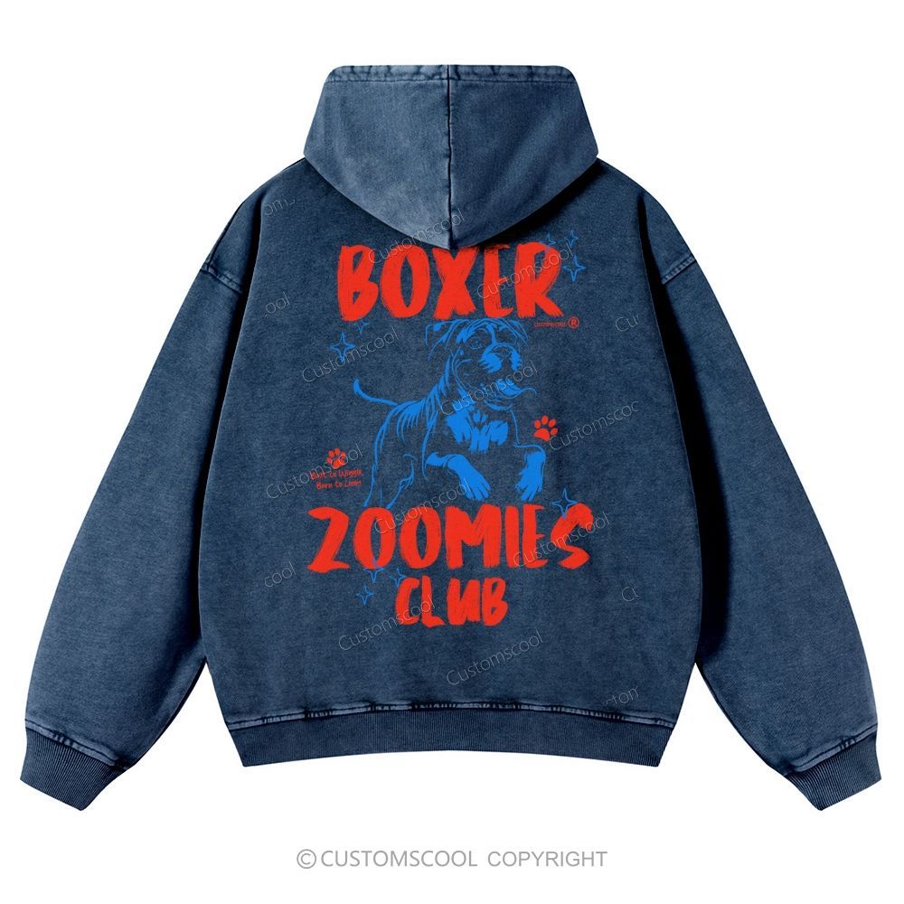 Boxer Zoomies Club Casual Washed Hoodie