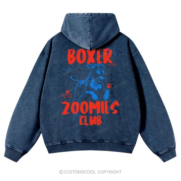Boxer Zoomies Club Casual Washed Hoodie