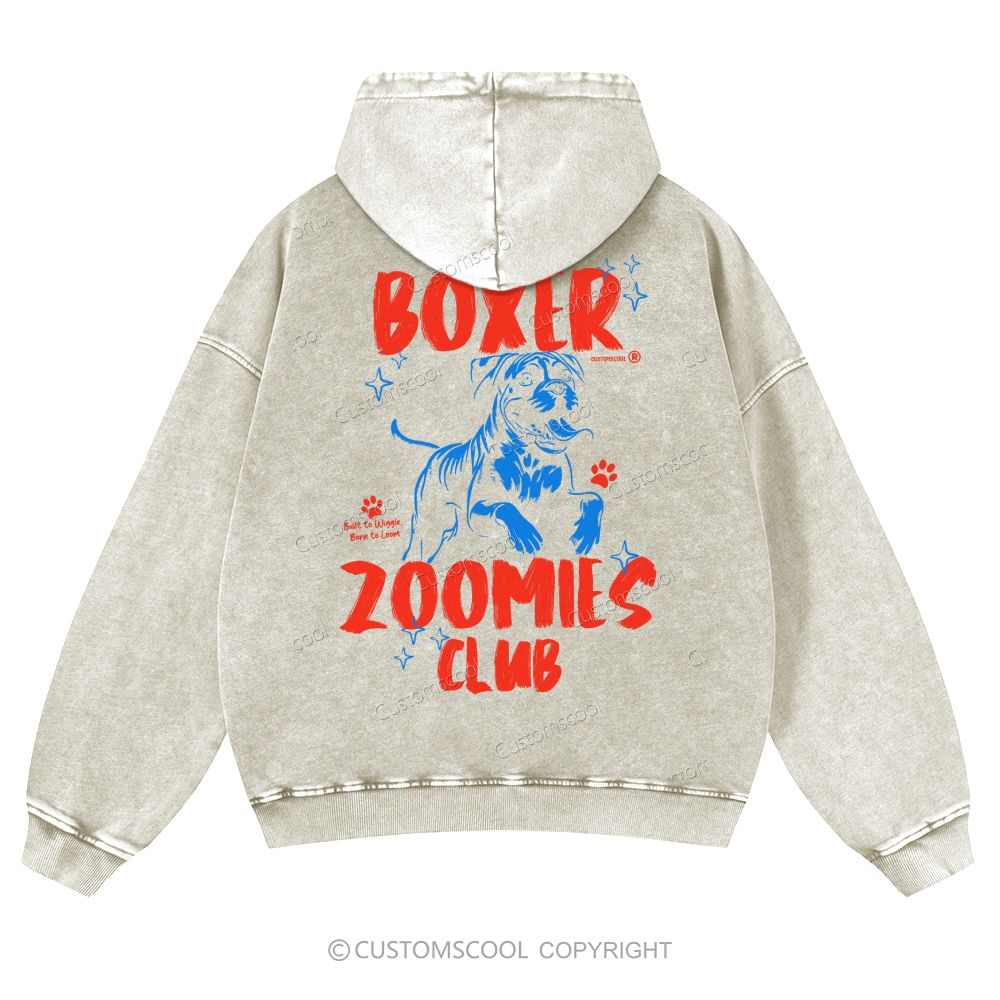 Boxer Zoomies Club Casual Washed Hoodie