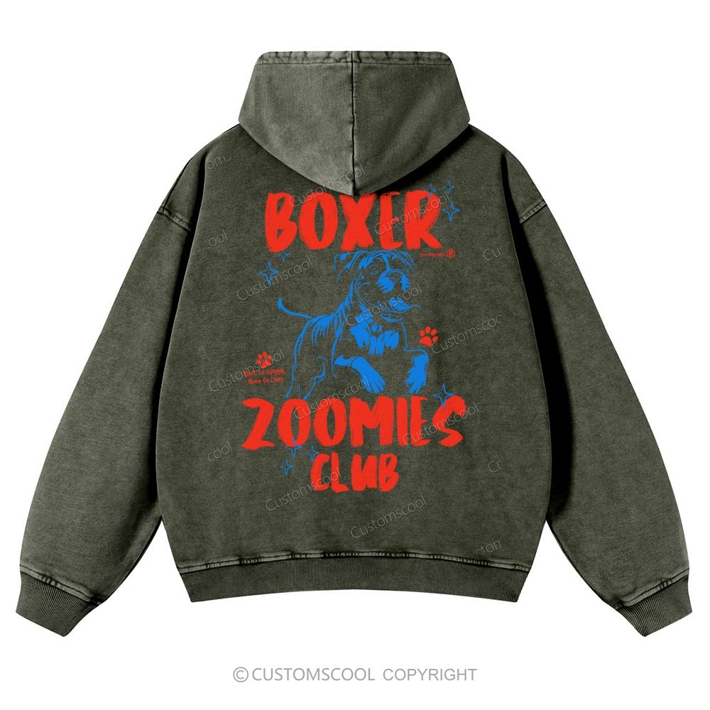 Boxer Zoomies Club Casual Washed Hoodie