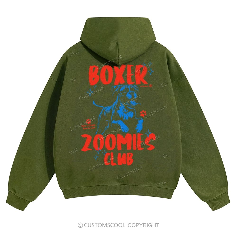 Boxer Zoomies Club Solid Color Hoodie