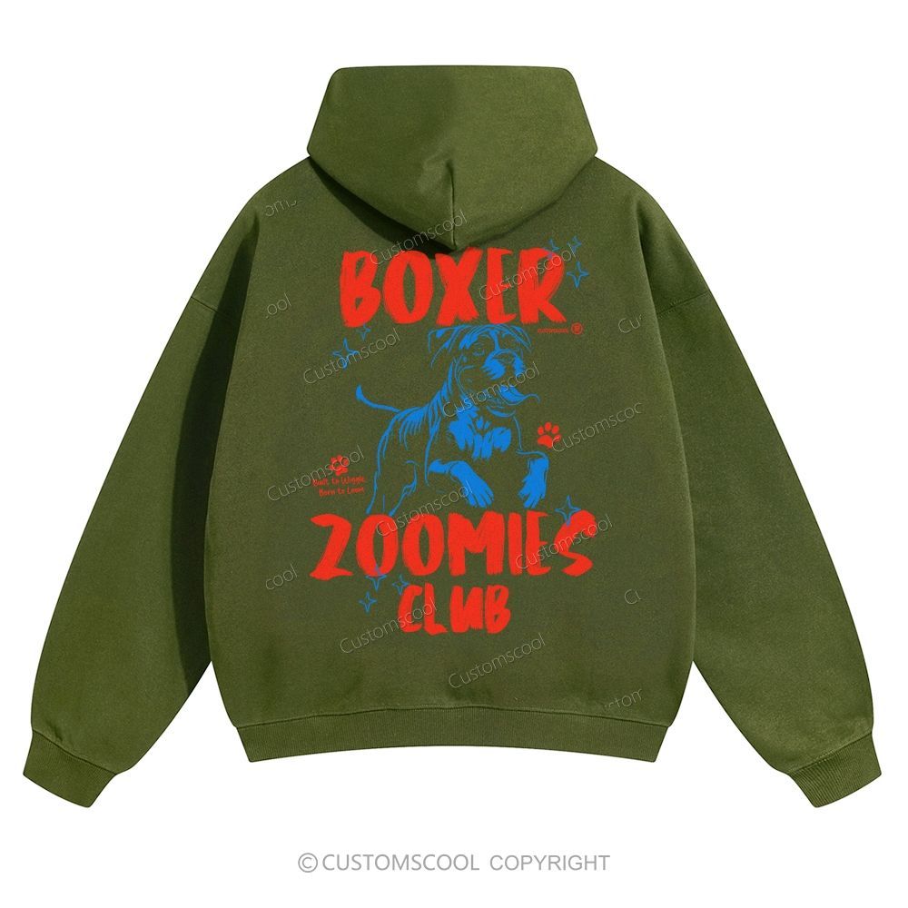 Boxer Zoomies Club Solid Color Hoodie