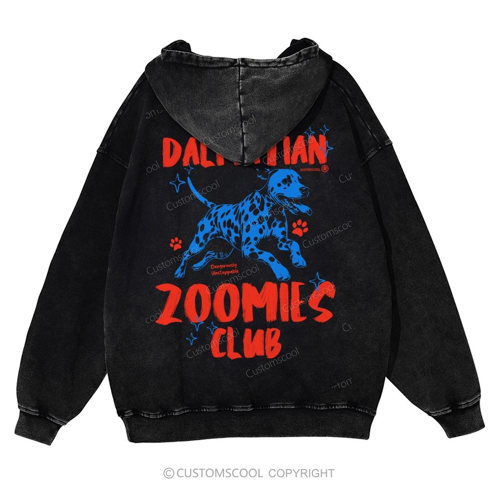 Dalmatian Zoomies Club Casual Washed Hoodie