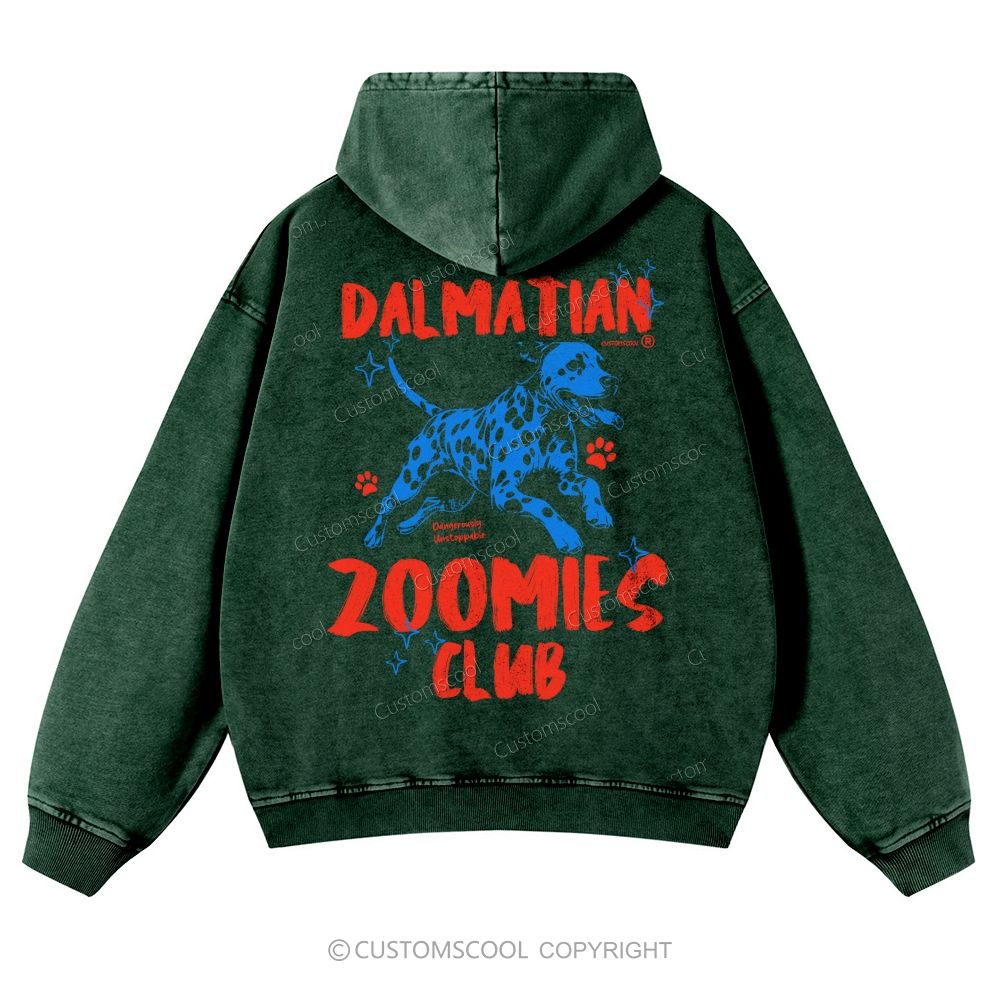 Dalmatian Zoomies Club Casual Washed Hoodie