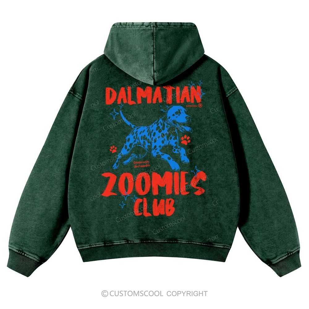 Dalmatian Zoomies Club Casual Washed Hoodie