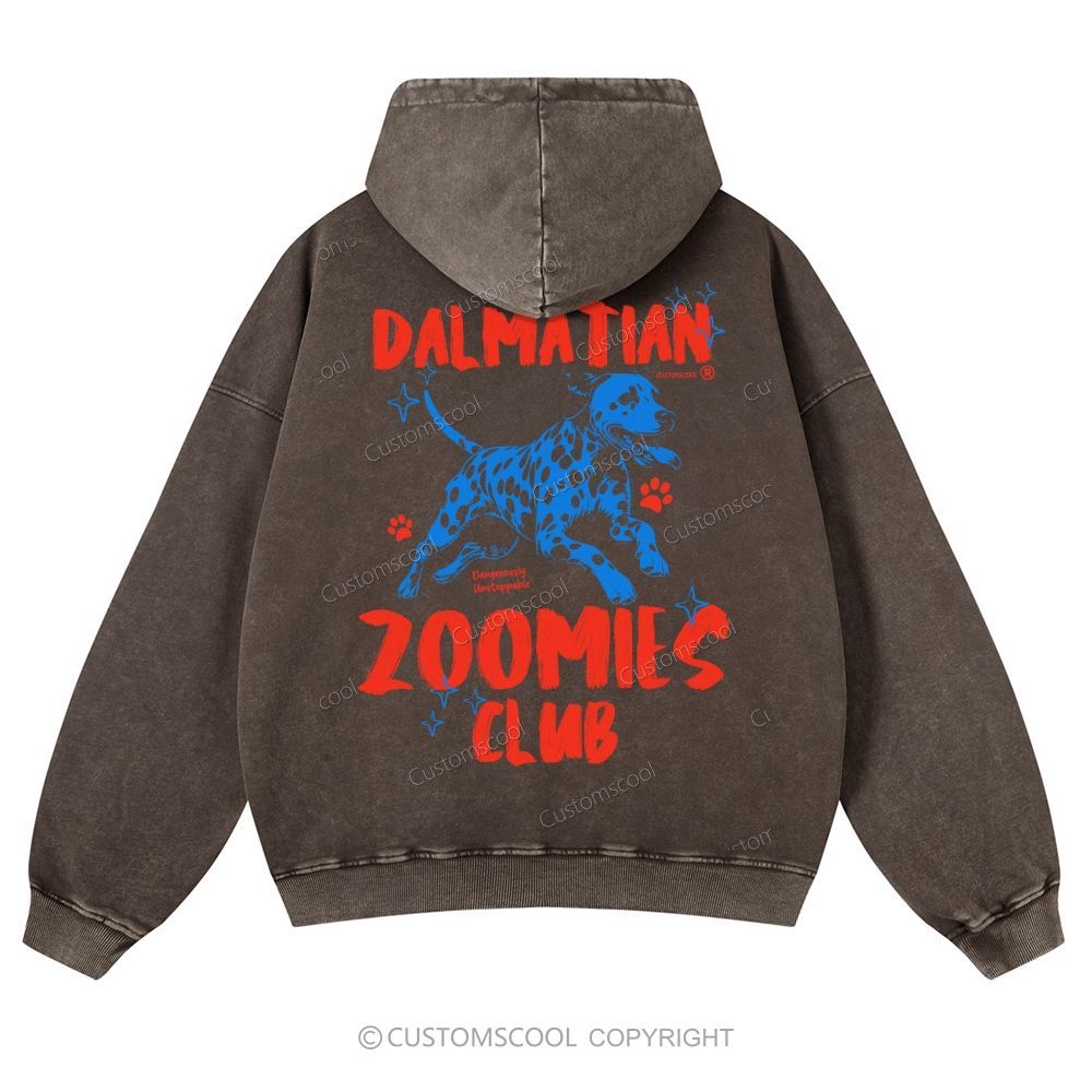 Dalmatian Zoomies Club Casual Washed Hoodie