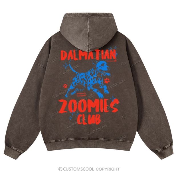 Dalmatian Zoomies Club Casual Washed Hoodie