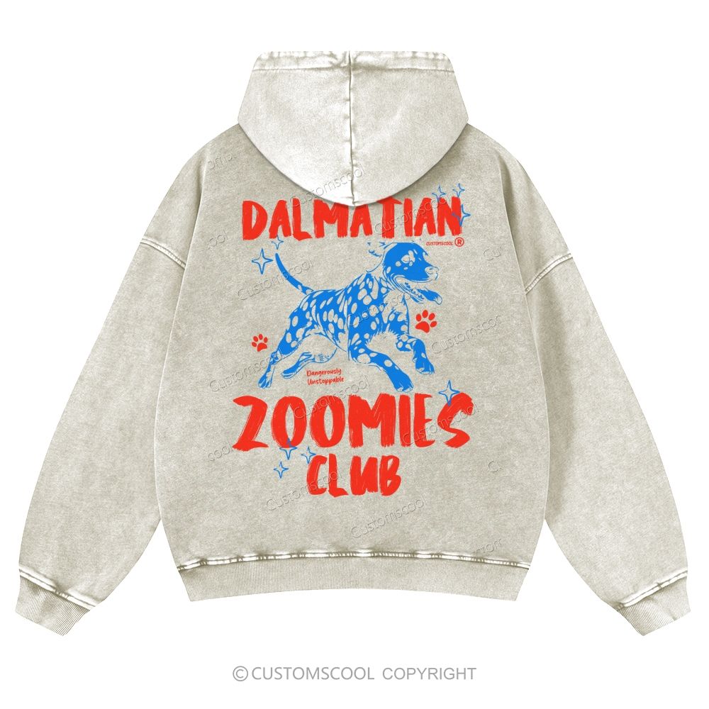 Dalmatian Zoomies Club Casual Washed Hoodie