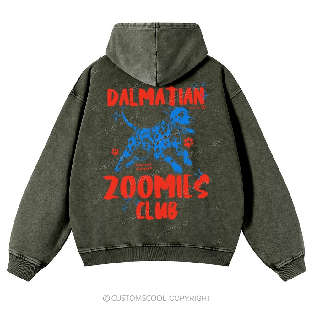 Dalmatian Zoomies Club Casual Washed Hoodie