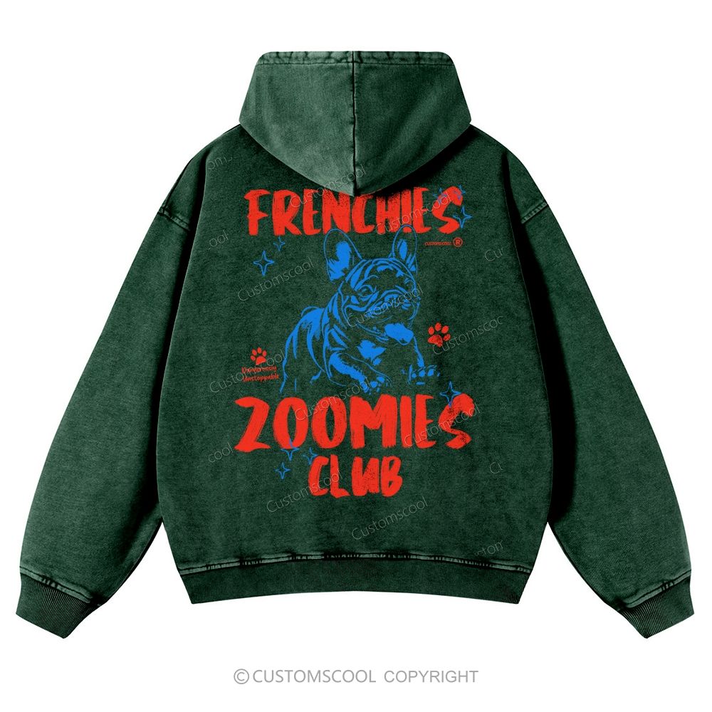 Frenchies Zoomies Club Casual Washed Hoodie