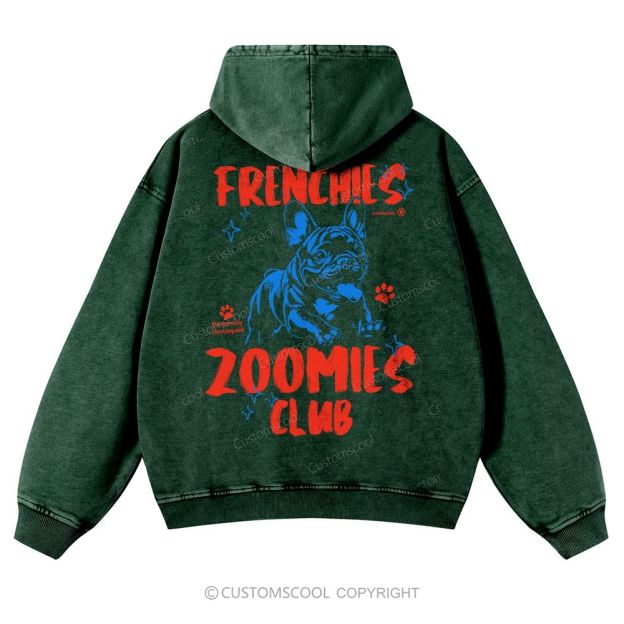 Frenchies Zoomies Club Casual Washed Hoodie