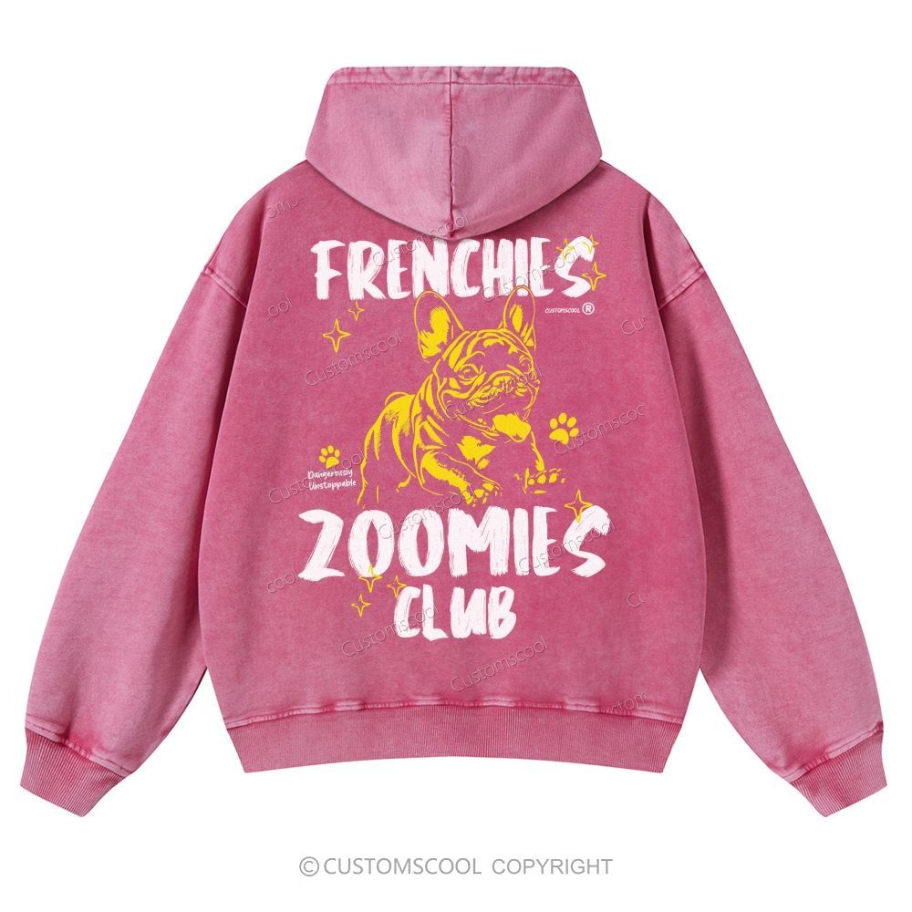 Frenchies Zoomies Club Casual Washed Hoodie