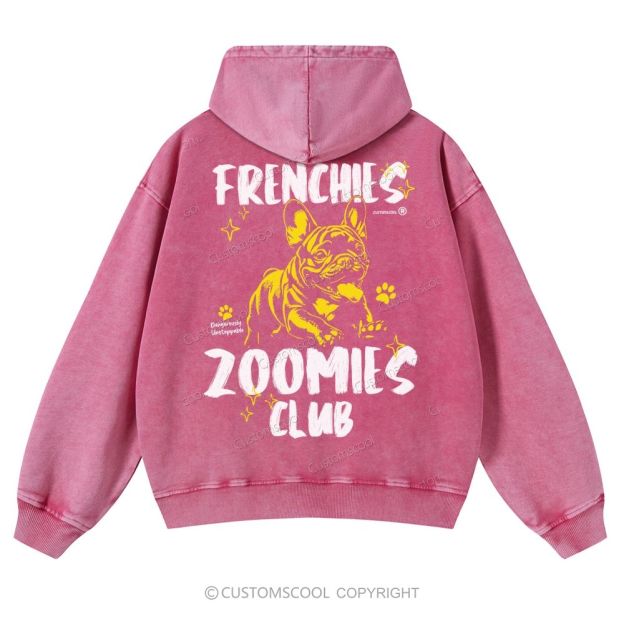 Frenchies Zoomies Club Casual Washed Hoodie
