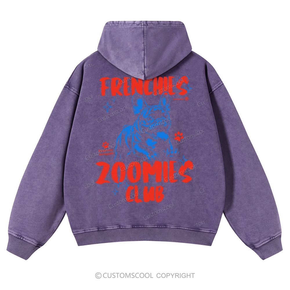 Frenchies Zoomies Club Casual Washed Hoodie