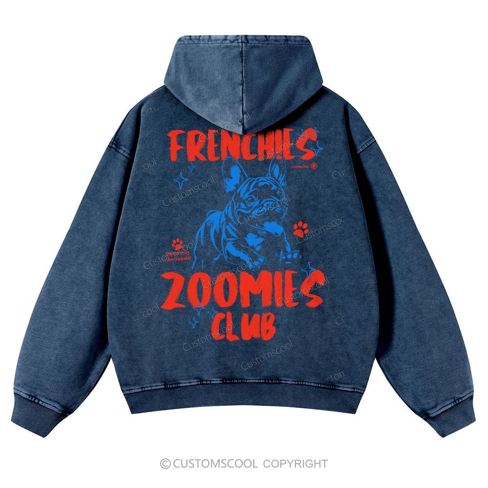 Frenchies Zoomies Club Casual Washed Hoodie