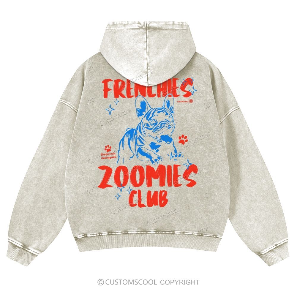 Frenchies Zoomies Club Casual Washed Hoodie